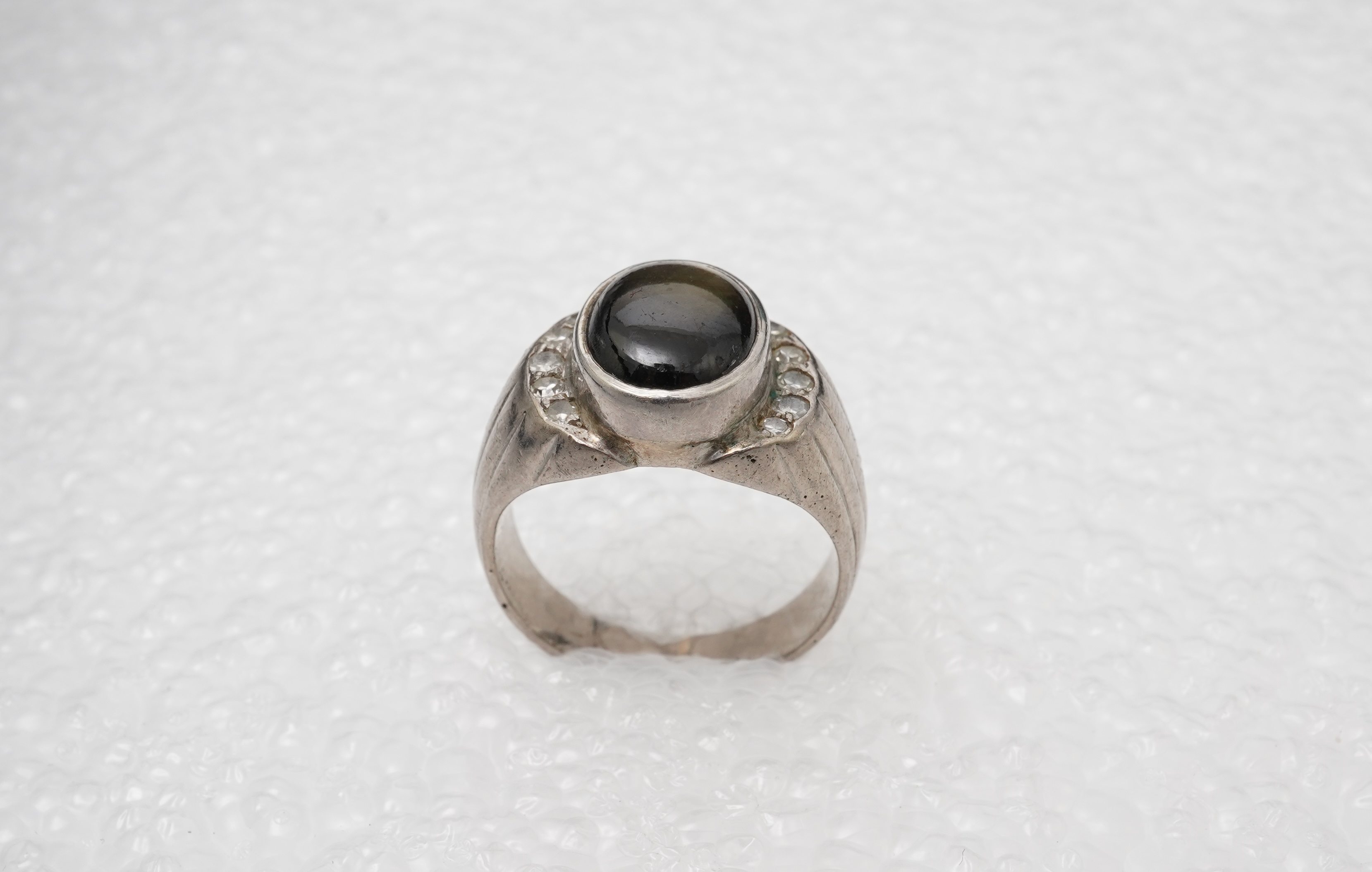 A star sapphire and diamond dress ring, mid 20th century